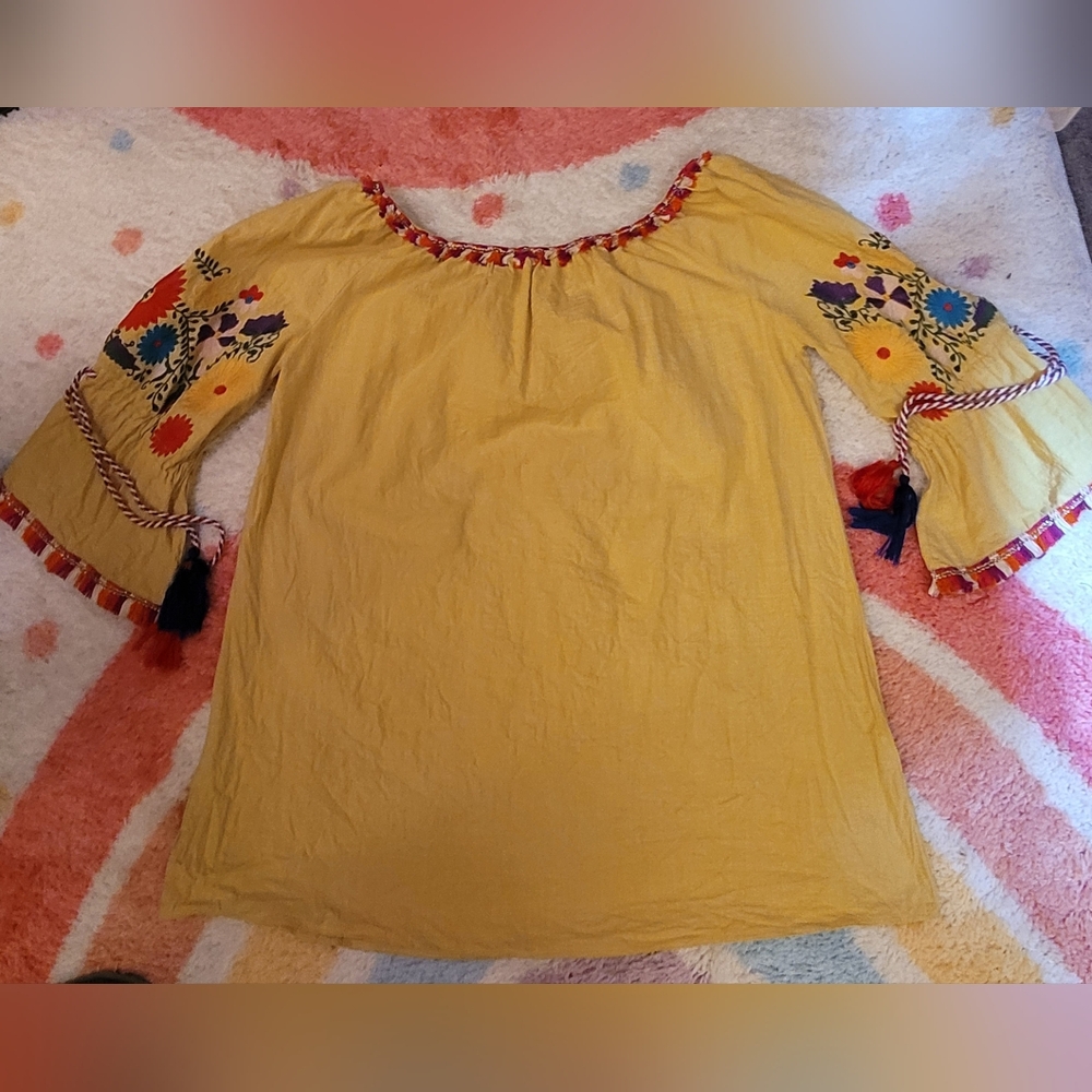 XXL Velzera Dress Mustard Yellow with embroidery
